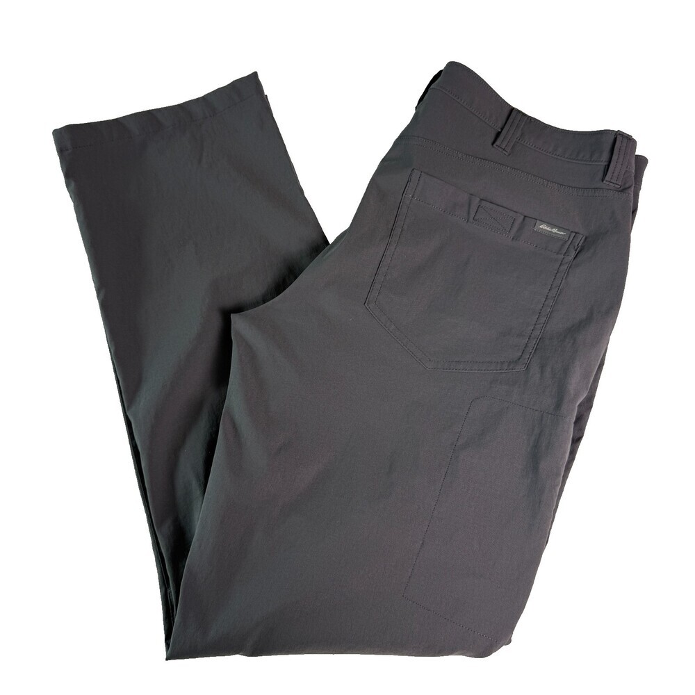 Eddie Bauer Men's Performance Tech Chino Pants Sz 36x32 Straight Dark Gray Smoke